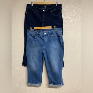 NYDJ Dark Indigo and Light Blue Women's Capri Jeans